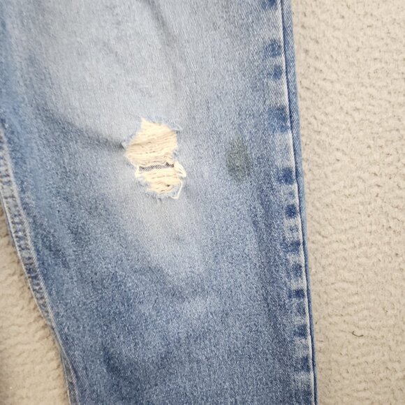 Mens 34x32 Straight Leg Natural Distressed Great Faded Ranch Wear Workwear Jeans - Picture 3 of 11